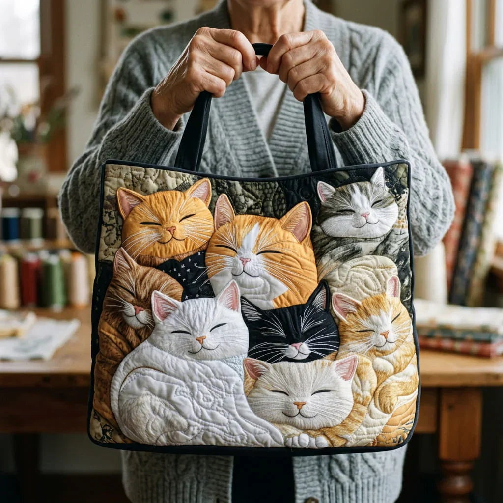 Women's Handmade Quilted Tote Bag with Unique Print — Spacious