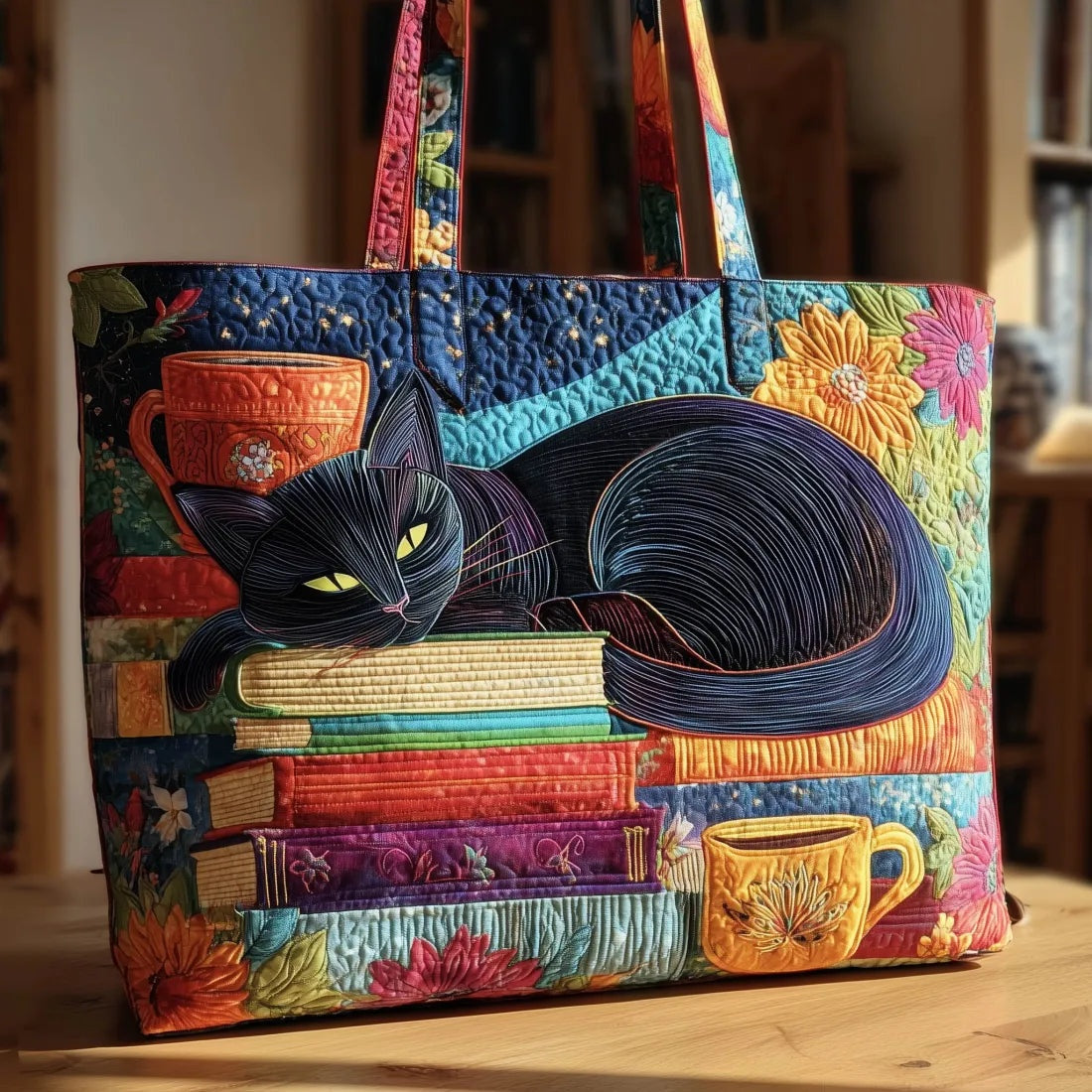 Women's Handmade Quilted Tote Bag with Unique Print — Spacious
