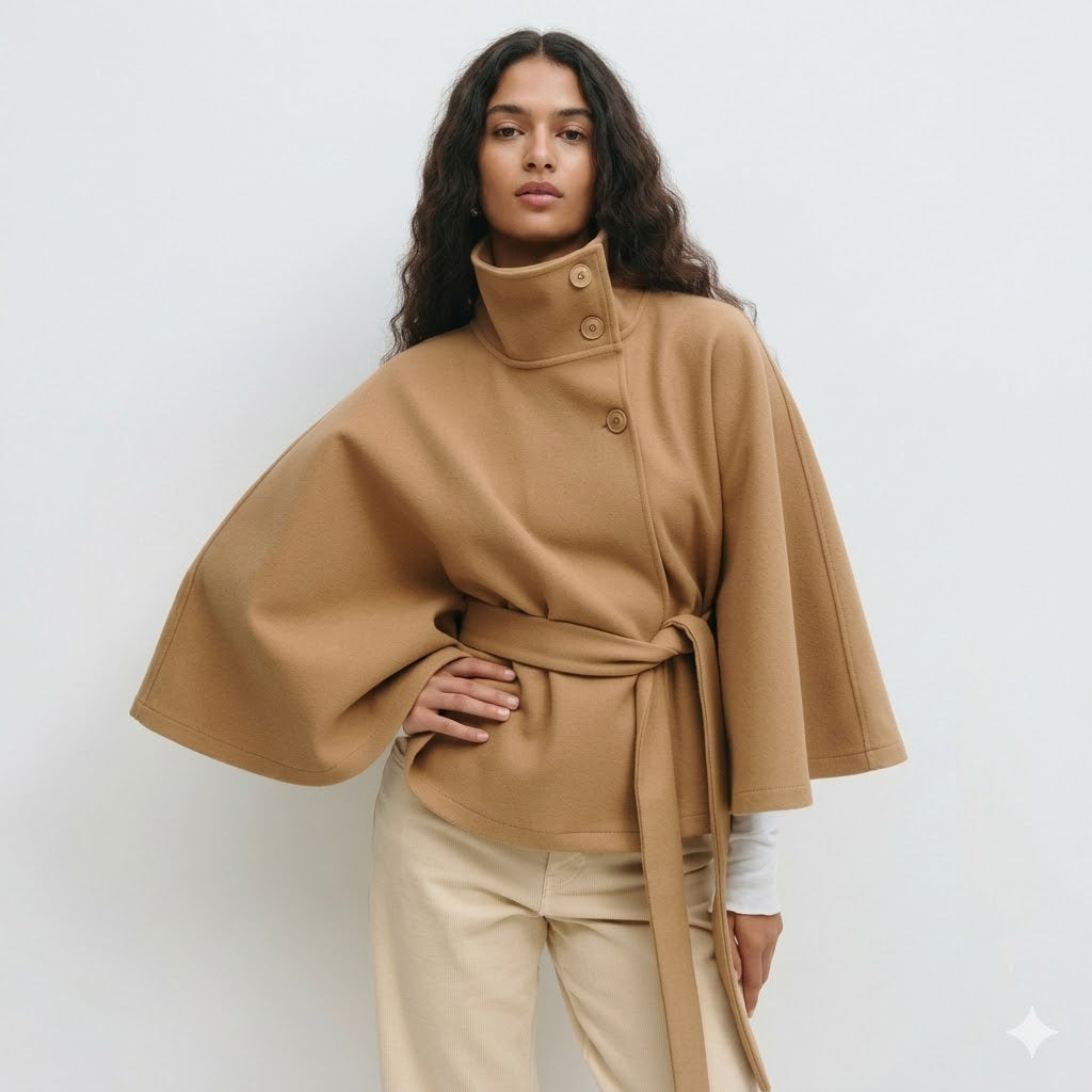 Valentina Moretti | Belted Cape Coat For Women