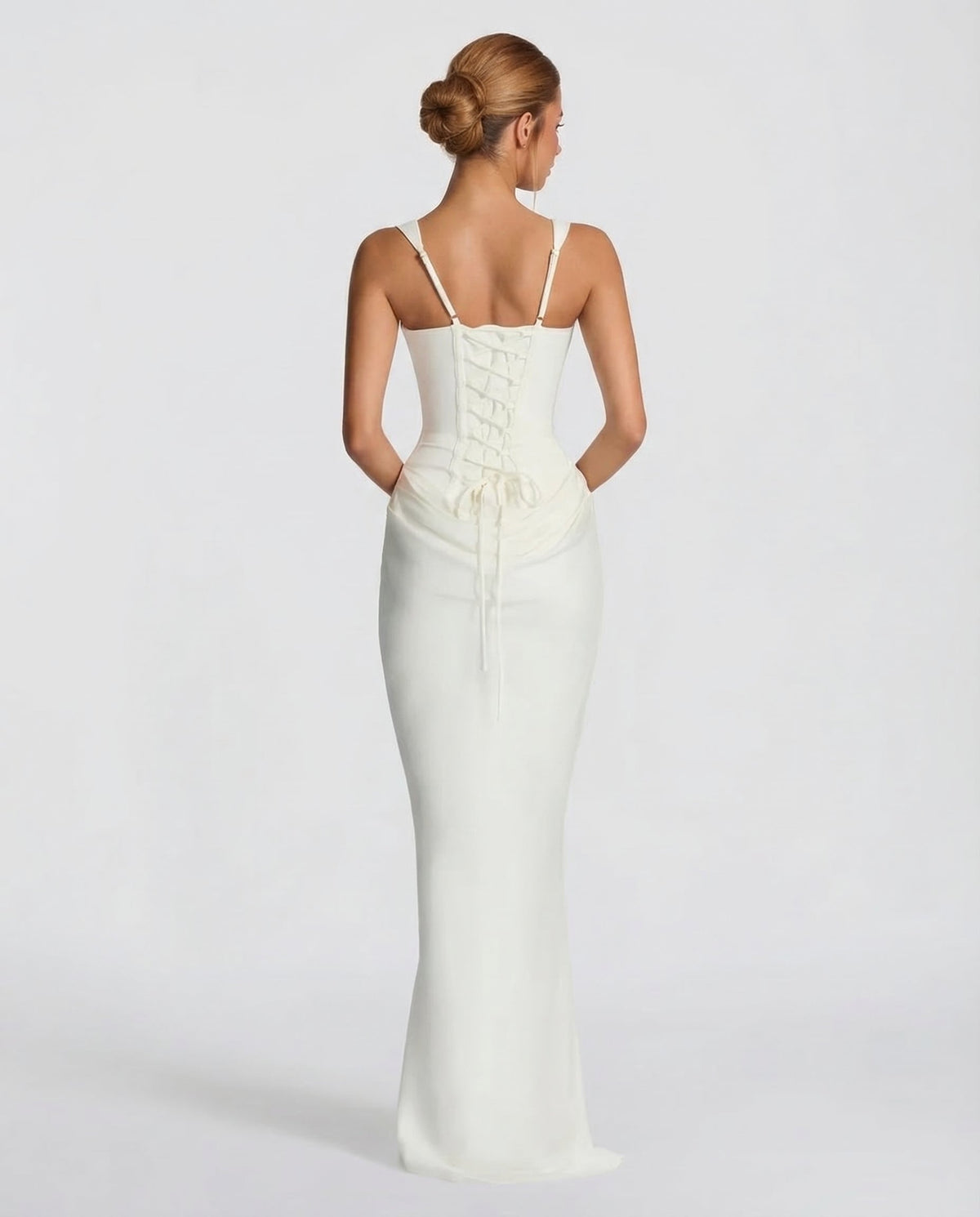Maxi Dress for Women Fall Evening Dress with Square Neck and Draped Waist Silhouette