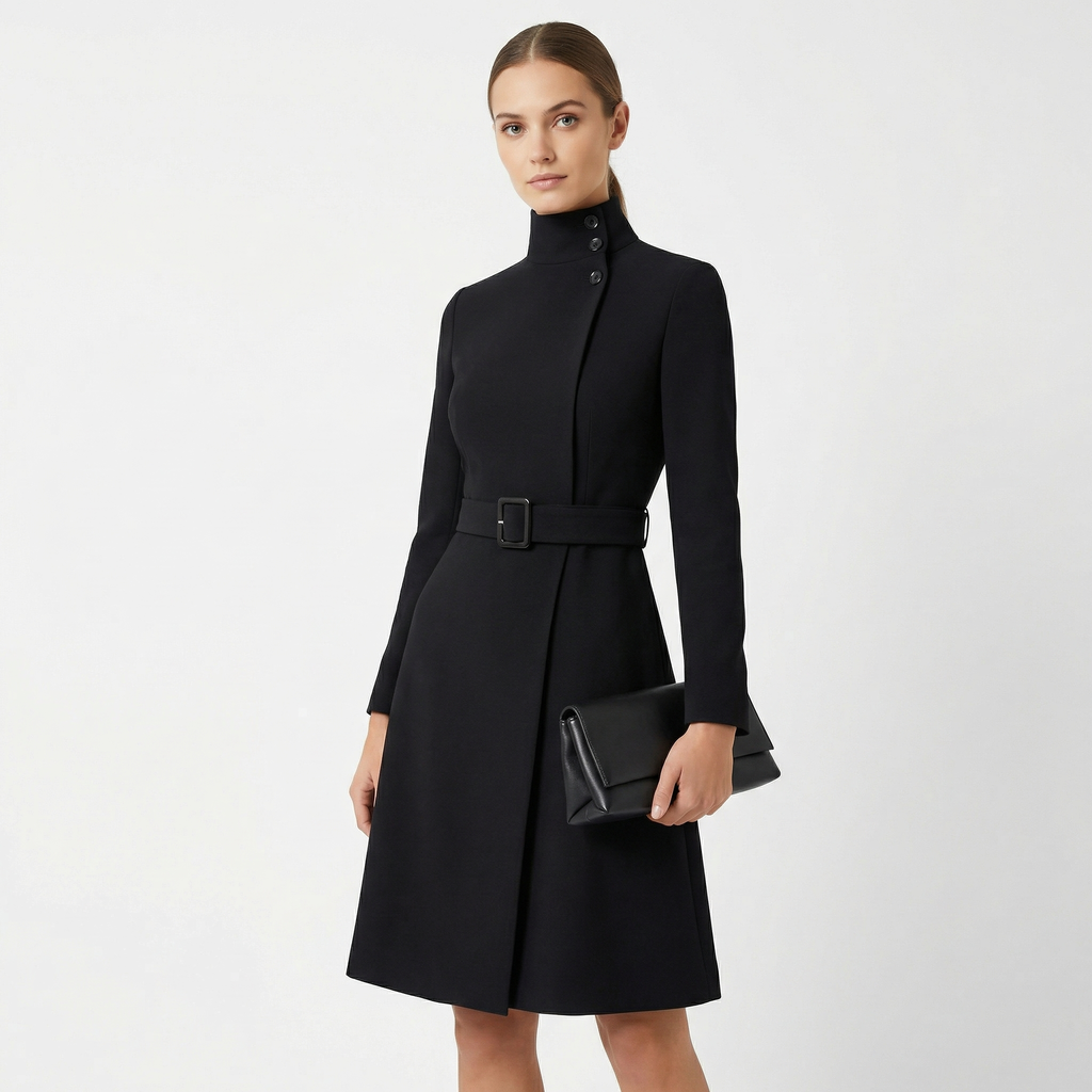 Genevieve Moretti | Elegant Belted Midi Dress For Women