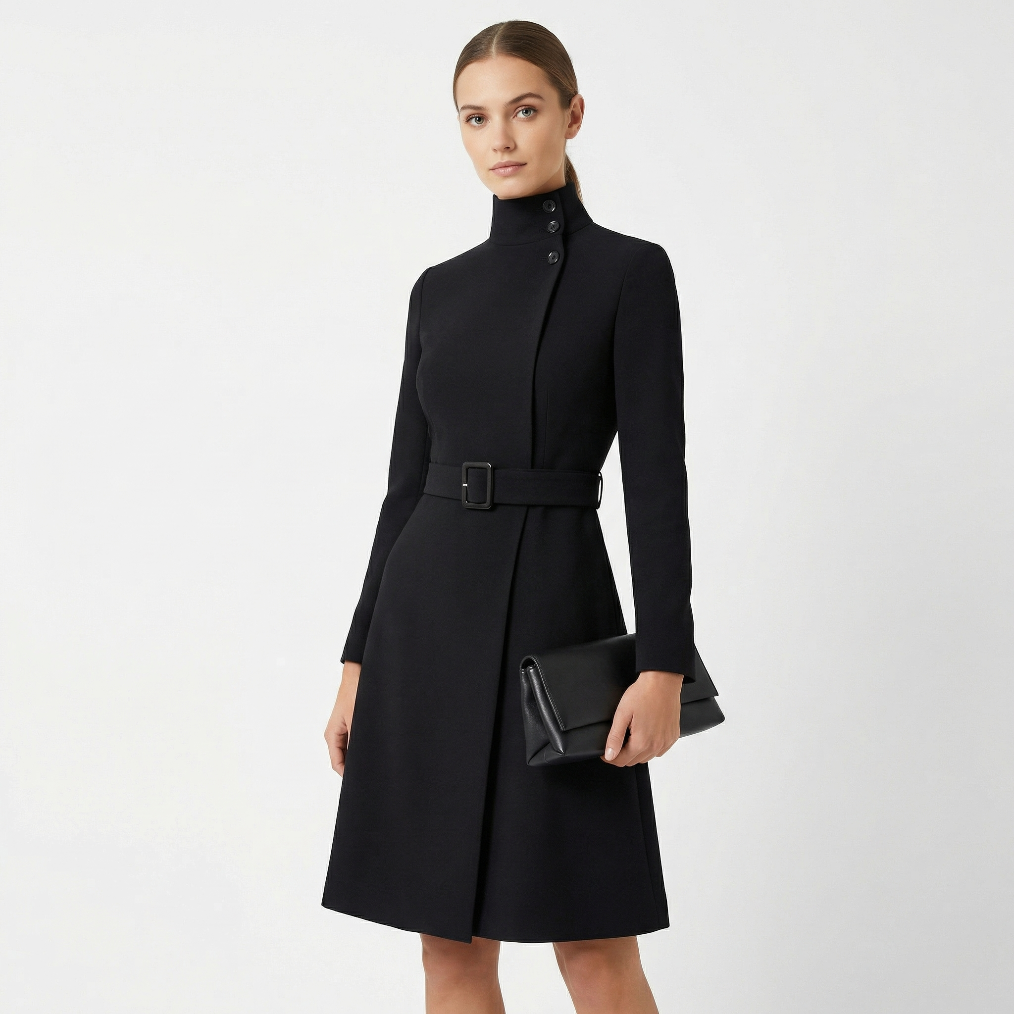 Genevieve Moretti | Elegant Belted Midi Dress For Women