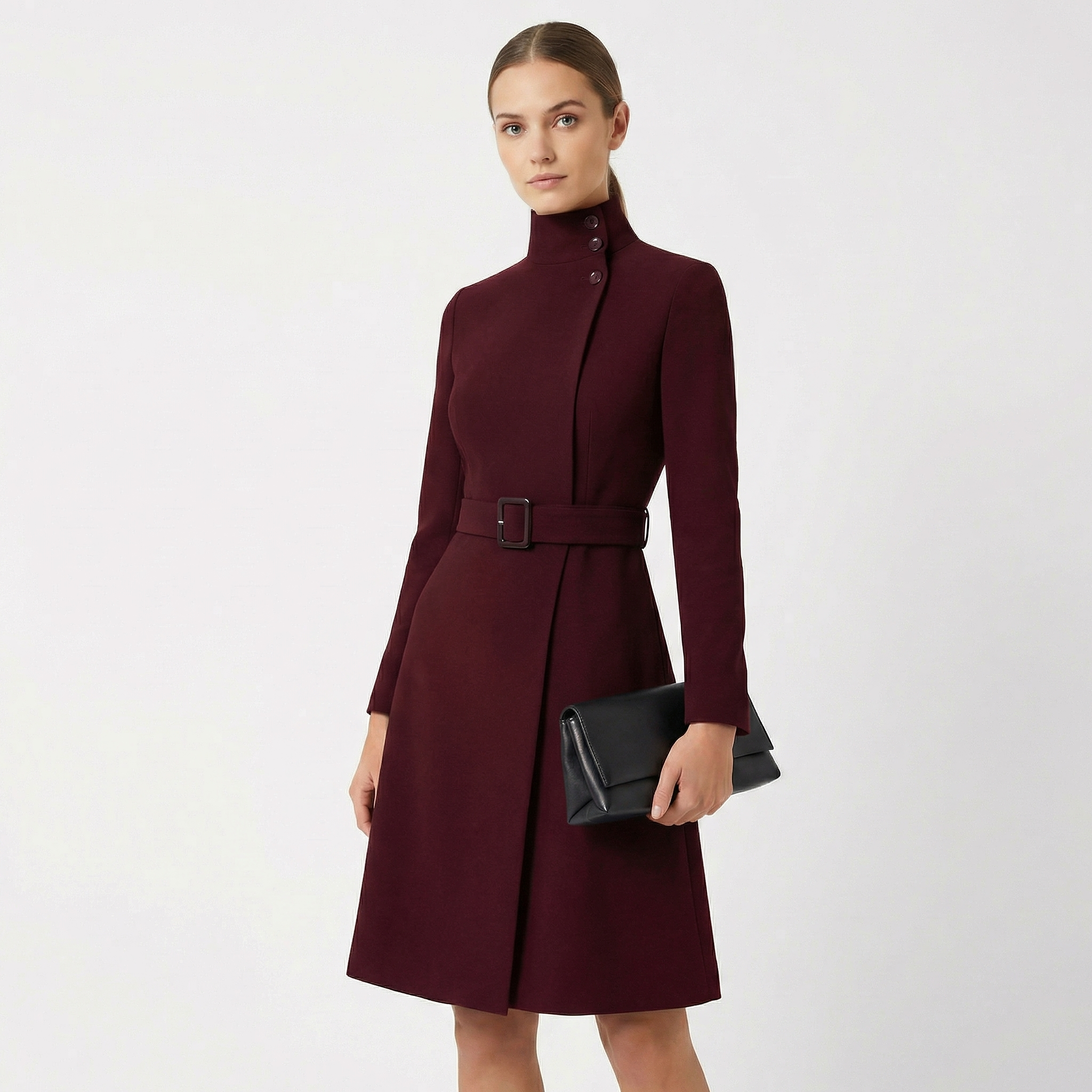 Genevieve Moretti | Elegant Belted Midi Dress For Women
