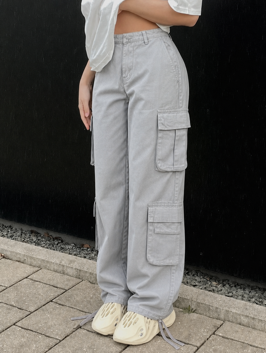 Women's Cargo Pants Wide Leg Baggy Side Pockets — view 1