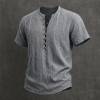 Men's Henley Shirt Linen Everyday Short Sleeve Breathable Tops