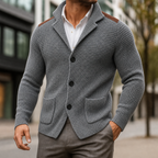 Men's Cardigan Knit Button Front Patch Pocket — view 1