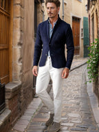 Men's Cardigan Button Up Patch Pocket Notched Lapel — view 3