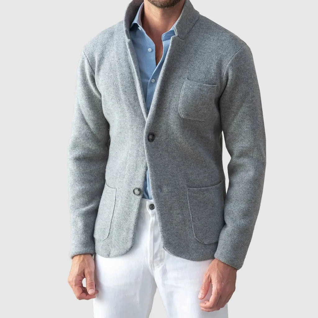 Men's Cardigan Button Up Patch Pocket Notched Lapel — view 4