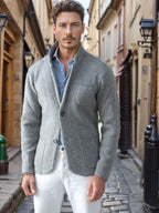 Men's Cardigan Button Up Patch Pocket Notched Lapel — view 5