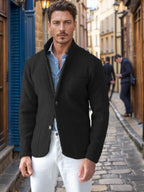 Men's Cardigan Button Up Patch Pocket Notched Lapel — view 7