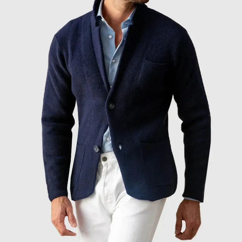 Men's Cardigan Button Up Patch Pocket Notched Lapel — view 1