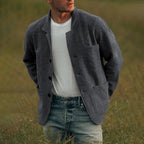 Men's Cardigan Button Up Patch Pocket Notched Lapel — view 2
