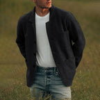 Men's Cardigan Button Up Patch Pocket Notched Lapel — view 3