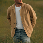 Men's Cardigan Button Up Patch Pocket Notched Lapel — view 5
