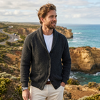 Men's Cardigan Shawl Collar Button Front Long Sleeve — view 2