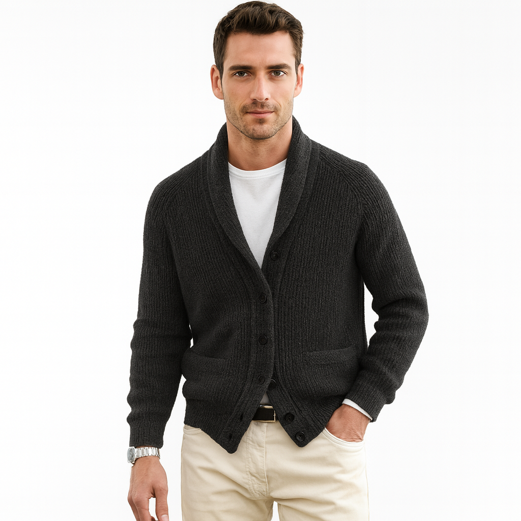 Men's Cardigan Shawl Collar Button Front Long Sleeve — view 4