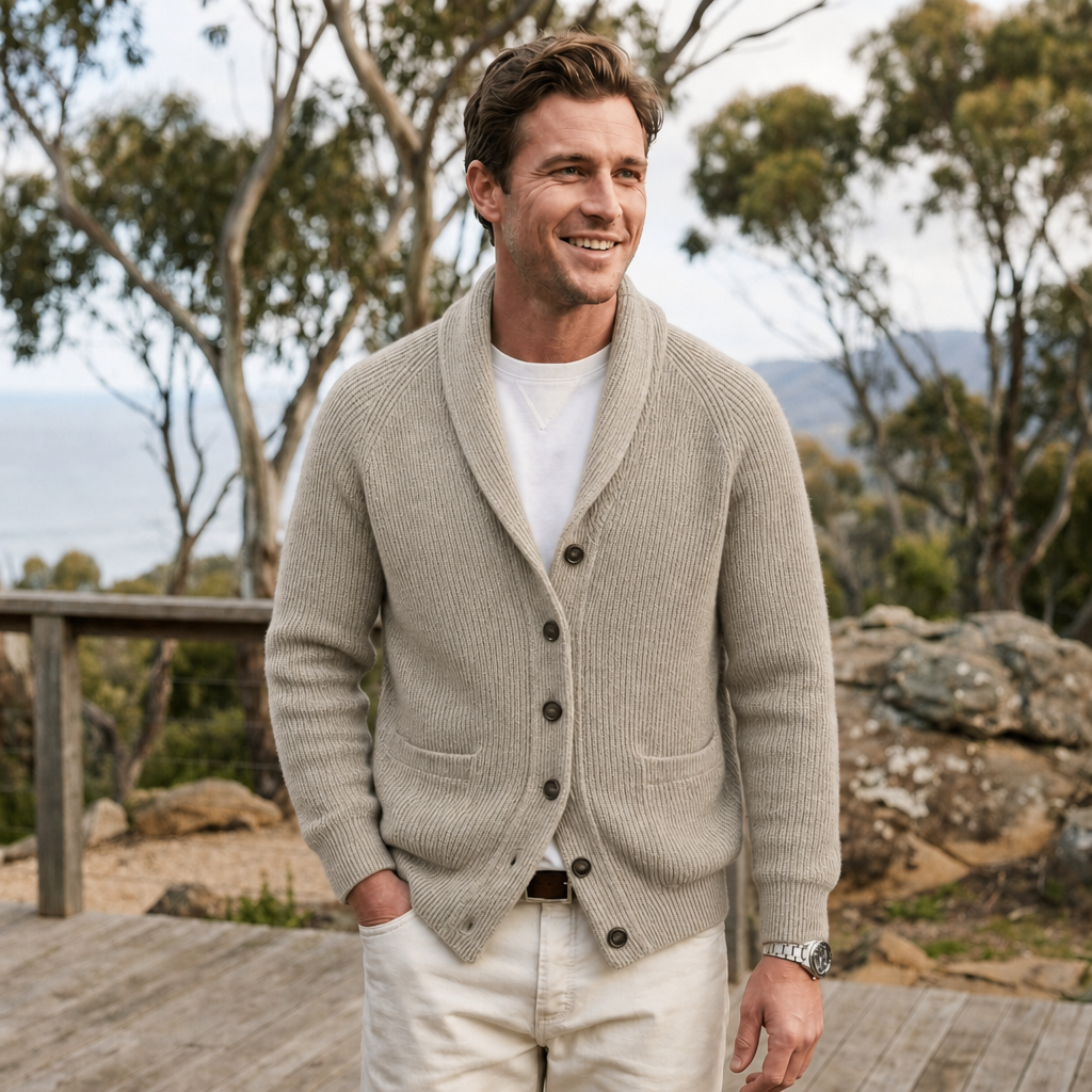 Men's Cardigan Shawl Collar Button Front Long Sleeve — view 6