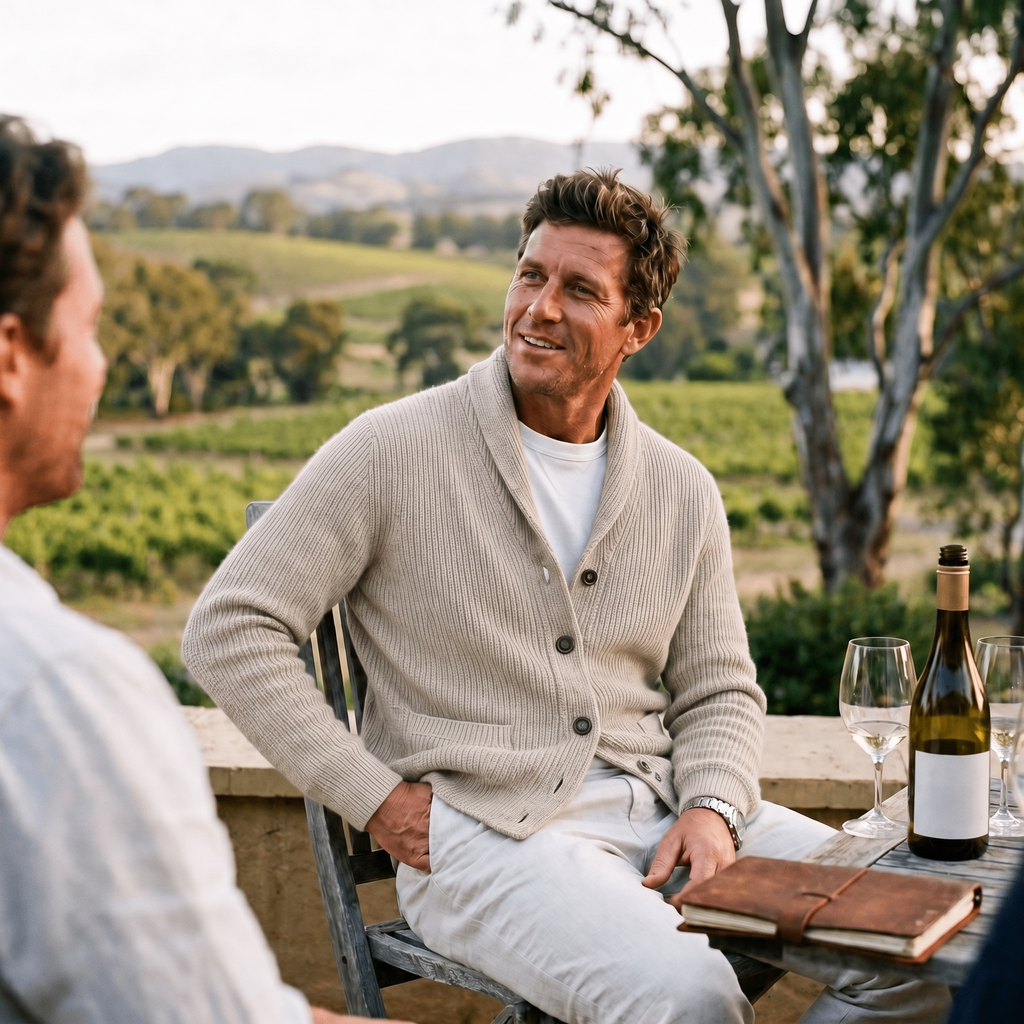 Men's Cardigan Shawl Collar Button Front Long Sleeve — view 7