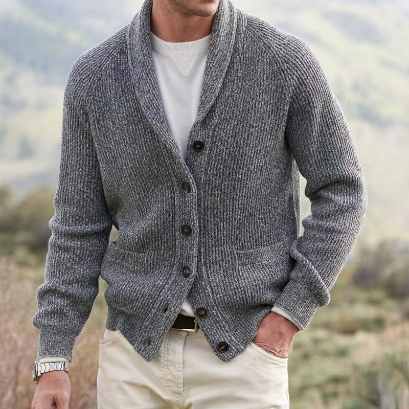 Men's Cardigan Shawl Collar Button Front Long Sleeve — view 8