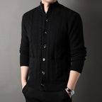 Men's Cardigan Cable Knit Stand Collar Button Front — view 11