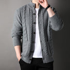 Men's Cardigan Cable Knit Stand Collar Button Front — view 7