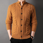 Men's Cardigan Cable Knit Stand Collar Button Front — view 9