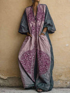 Linen Boho Jumpsuit for Women Wide Leg V-Neck Harem Romper