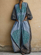 Linen Boho Jumpsuit for Women Wide Leg V-Neck Harem Romper