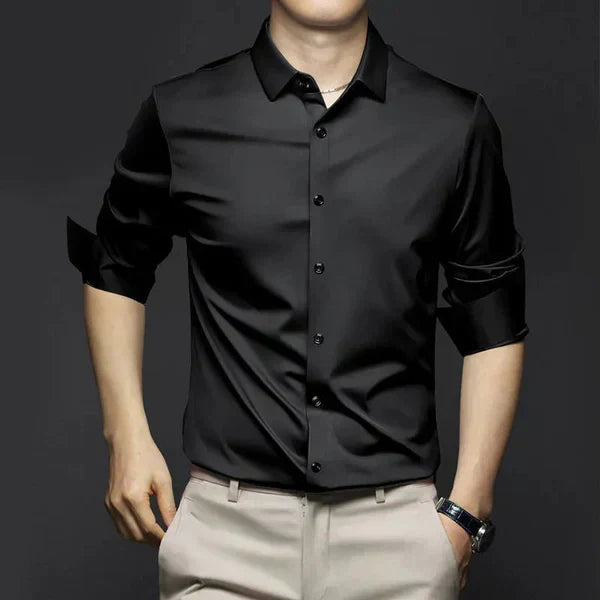 Men's Cotton Summer Shirt Refined Iron-Free Office Button Up Shirt