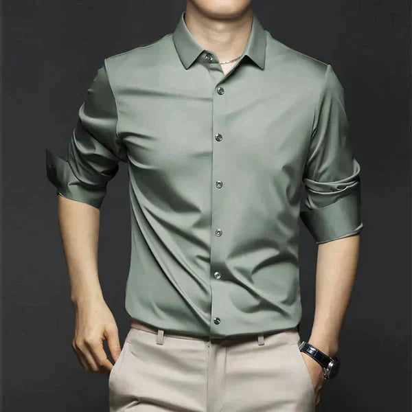 Men's Cotton Summer Shirt Refined Iron-Free Office Button Up Shirt