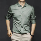 Men's Cotton Summer Shirt Refined Iron-Free Office Button Up Shirt