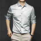Men's Cotton Summer Shirt Refined Iron-Free Office Button Up Shirt