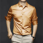Men's Cotton Summer Shirt Refined Iron-Free Office Button Up Shirt