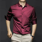 Men's Cotton Summer Shirt Refined Iron-Free Office Button Up Shirt