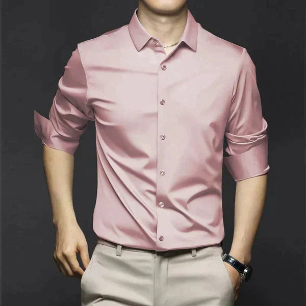 Men's Cotton Summer Shirt Refined Iron-Free Office Button Up Shirt