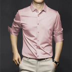 Men's Cotton Summer Shirt Refined Iron-Free Office Button Up Shirt