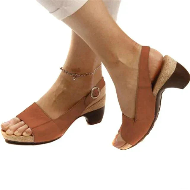 Women’s Leather Slingback Wedge Sandals