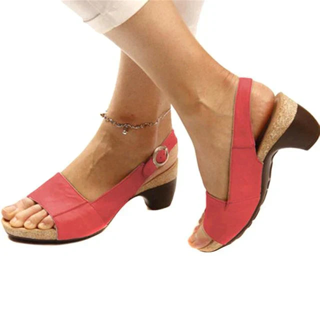 Women’s Leather Slingback Wedge Sandals