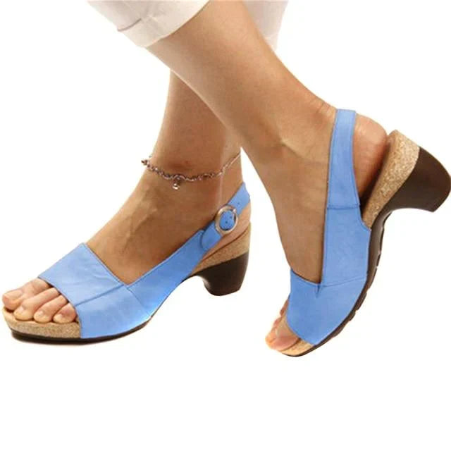 Women’s Leather Slingback Wedge Sandals