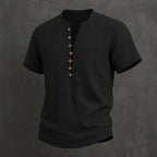 Men's Henley Shirt Linen Everyday Short Sleeve Breathable Tops