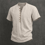 Men's Henley Shirt Linen Everyday Short Sleeve Breathable Tops