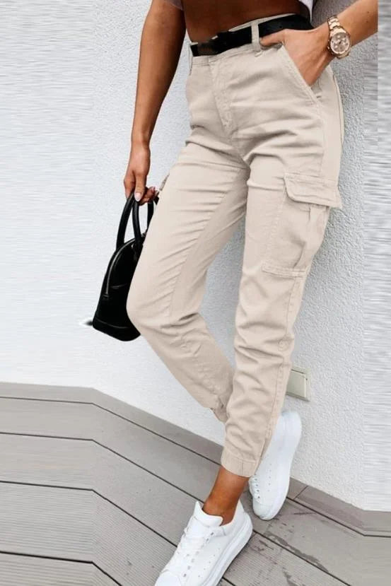 Women's Cotton Cargo Pants Relaxed Fit Everyday Utility Trousers for Autumn Wear
