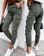 Women's Cotton Cargo Pants Relaxed Fit Everyday Utility Trousers for Autumn Wear