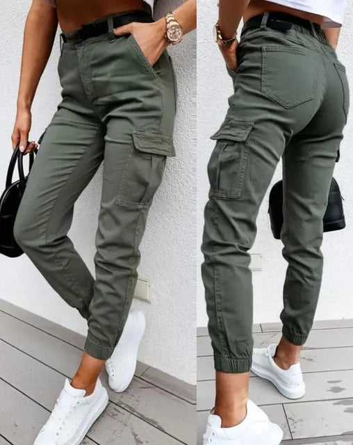 Women's Cotton Cargo Pants Relaxed Fit Everyday Utility Trousers for Autumn Wear