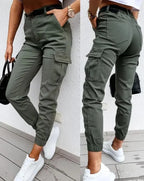 Women's Cotton Cargo Pants Relaxed Fit Everyday Utility Trousers for Autumn Wear