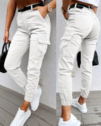 Women's Cotton Cargo Pants Relaxed Fit Everyday Utility Trousers for Autumn Wear