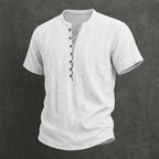 Men's Henley Shirt Linen Everyday Short Sleeve Breathable Tops