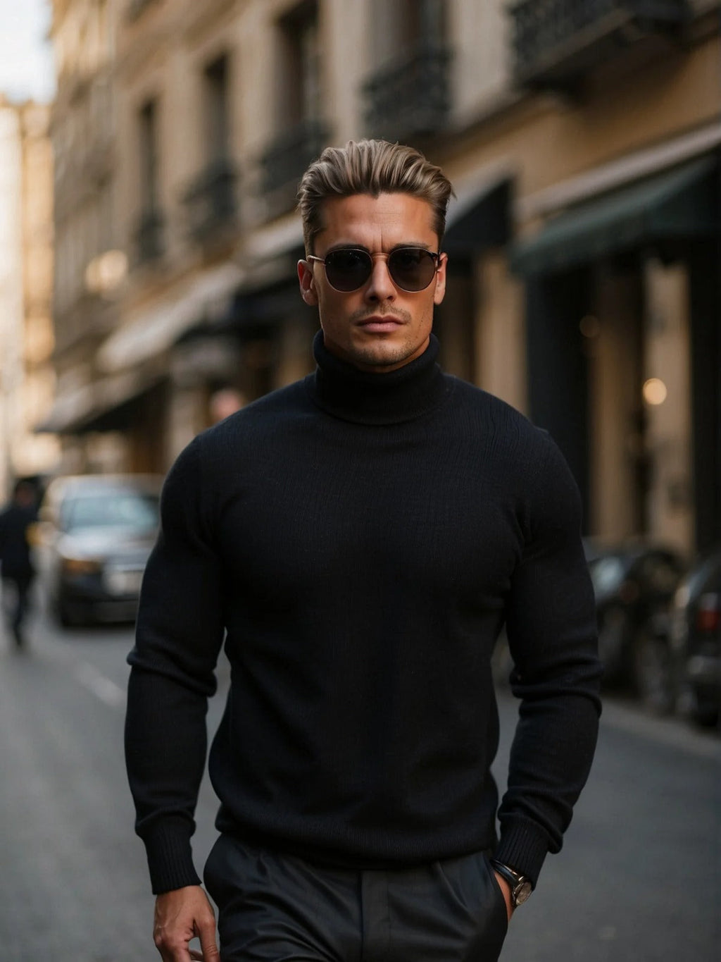 Men's Merino Wool Turtle Neck Knit Jumper Sweater