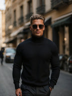 Men's Merino Wool Turtle Neck Knit Jumper Sweater