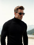 Men's Merino Wool Turtle Neck Knit Jumper Sweater